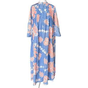 Vintage Bete Inc Collection Reyn Spooner Hawaiian Muumuu Floral Pink Blue 8